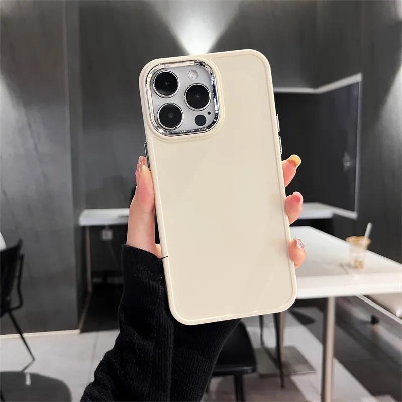 Бамперный чехол для телефона с гальваническими линзами для iPhone 15 Pro Max 14 13 12 11 Pro Max X XR XS Max 7 8Plus, сплошной цвет, силиконовая задняя крышка
