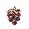 Fashionable Rhinestone Grape Brooch Simple and Personalized Fruit Shaped Pin Formal Dress Corsage