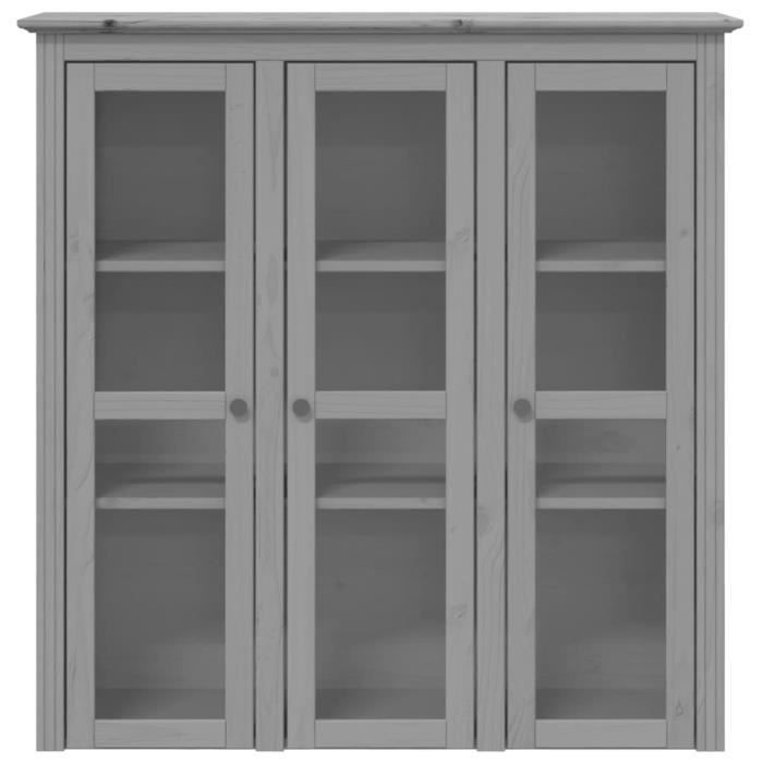 vidaXL Armoire avec portes vitrées BODO gris bois de pin massif 355079