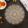 4PCS Round Gold Placemats Elegant Tablemats-Dandelion Flower Shape Placemats Vinyl Place Mats for Kitchen Dining Table Holiday Wedding Decorative