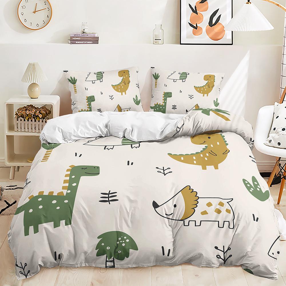 Комплект постельного белья с 3D динозавром и принтом животных, пуховый пододеяльник, наволочка, 2/3 шт., AU180 * 210, полноразмерный домашний текстиль, пододеяльник для мальчиков и подростков