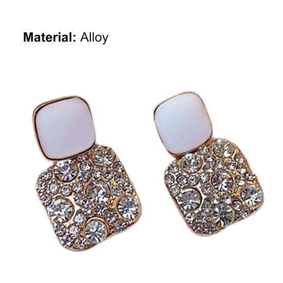 1 пара женских серег со стразами, квадратные, винтажные, не тускнеющие, блестящие, роскошные серьги-пусеты для подарка