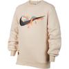 Nike Свитшот с логотипом бренда, принтом с животным узором, рубчатым круглым вырезом, повседневный пуловер, детские свитшоты, бежевый HF6690126