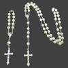 Long Religious Jewelry Set Imitation Pearl Christian Bracelet Cross Pendant Necklace  Daily Wear