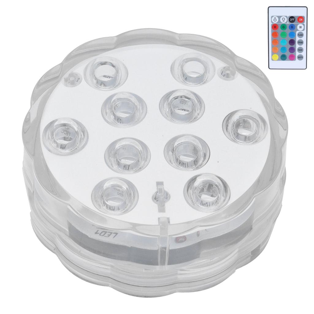 7cm/2.8in 16?Color LED Pool Light RGB Underwater Lamp with 24?Key Remote Control 10 Lamp Beads