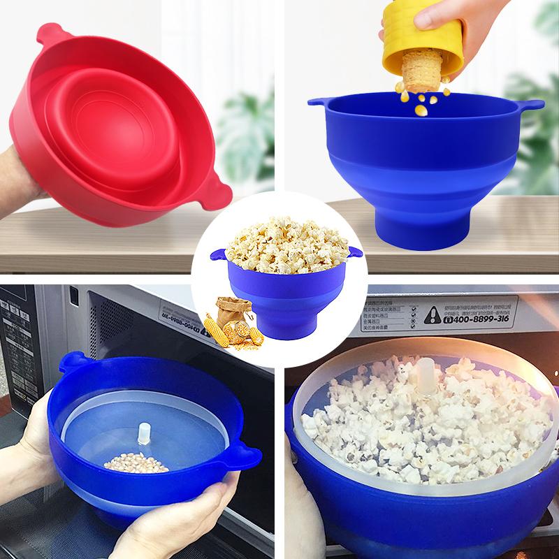 Collapsible Silicone Lid Microwave Popcorn Maker with BPA Free Bowls