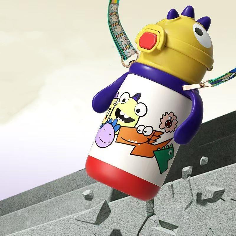 Мультяшная бутылка для воды с термоизоляцией «Динозавр» из нержавеющей стали 316, бутылка-термос для детей, для путешествий или в школу, сохраняет воду горячей/холодной