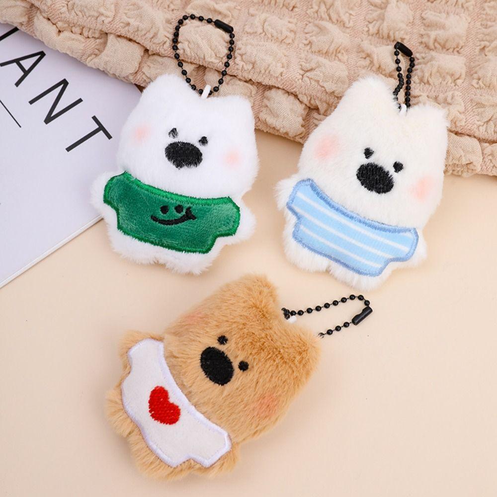 Stuffed Plush Dolls White Puppy Plush Pendant Bag Pendant Plush Toy Cartoon Key Chain Unisex