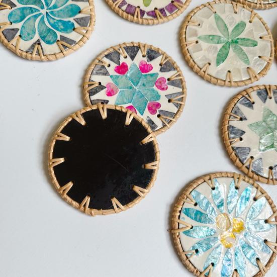 Table Coaster Handcrafted Seashell Coaster Artistic Insulation Pad Convenient Table Protection Mat for Home