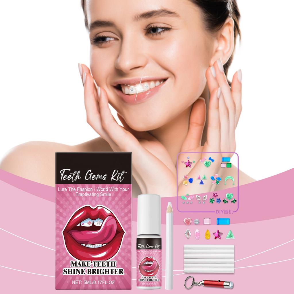 Tooth KitTeeth Jewelry Kit With Glue And LightTooth Kit For TeethDIY Tooth KitFashionable Crystal For Teeth Sweet Smile5ML