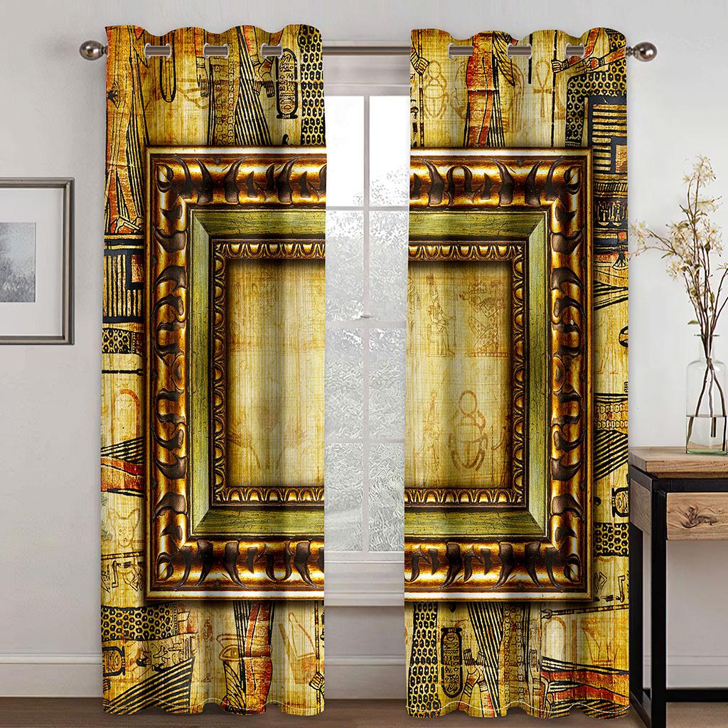 2 Pieces Egypt Luxury Muslim Ramadan Festival Roman Semi Blackout Drapes Window Cortinas De Salon Bedroom Decor Free Shipping