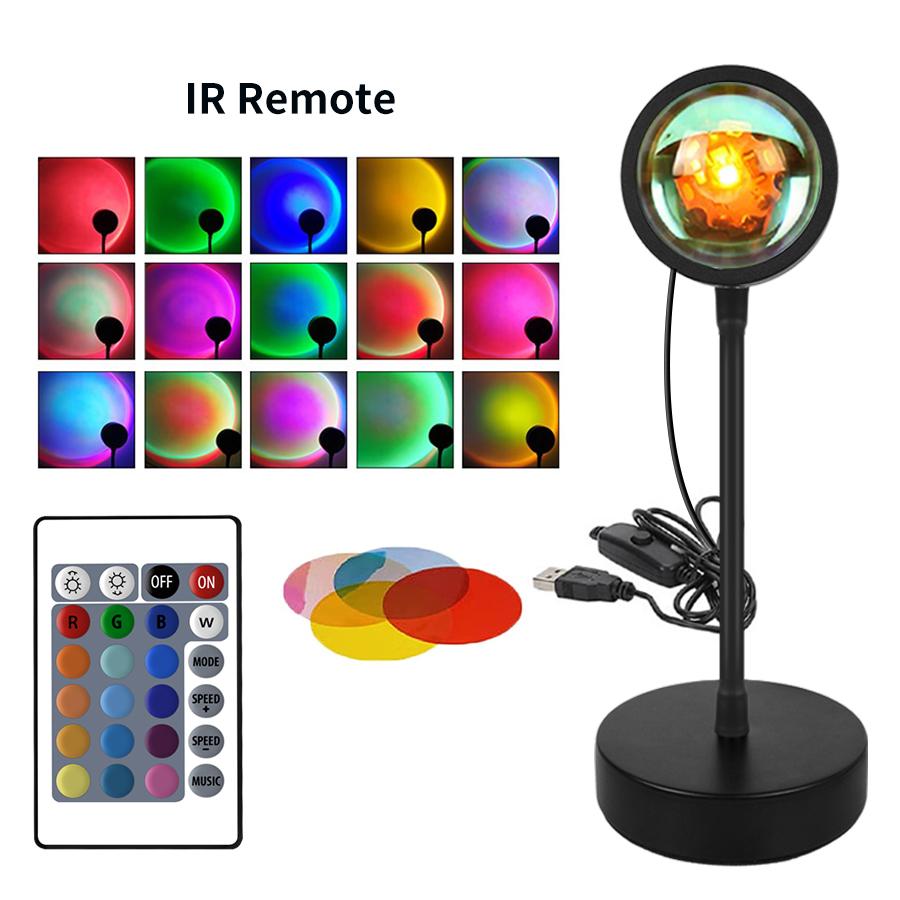 USB светодиодный проектор ночник RGB закат атмосфера ночник с пультом дистанционного управления для спальни трансляция фотография фон декор