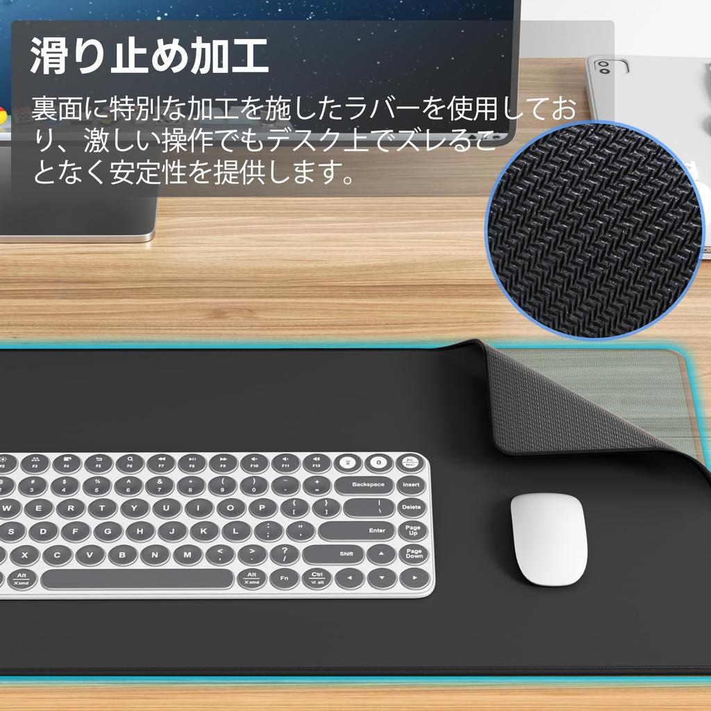 KTRiO Игровой коврик для мыши Очень большой Игровой коврик для мыши Совместим с лазерной оптической мышью Для офиса, дома, черный 90смx40смx0.4см