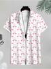 Men's Casual Flamingo Printed Short - Sleeve Shirt, Polyester Material, Mixed Color, Multiple Specifications Available, Stylish for Daily Wear &