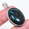 Natural Bloodstone Gemstone 925 Sterling Silver Jewelry Pendant 1.77" W4z03