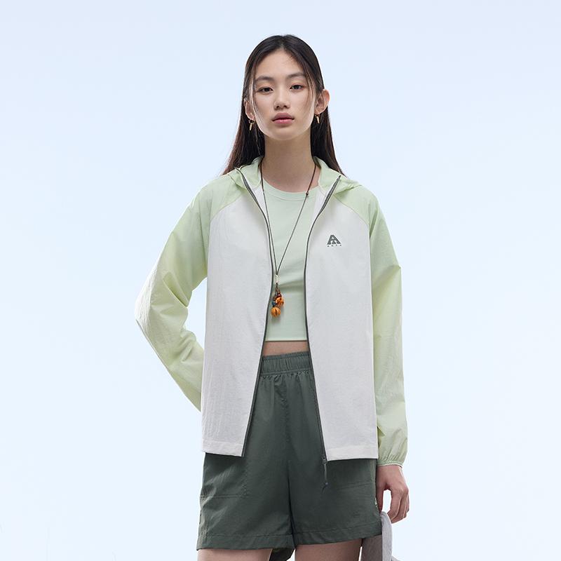 Anta Outdoor Series Color Block Zipper Hooded Versatile Casual UV Resistant Wear Women Outerwear 962526603-1