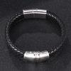 Black Leather Bracelet Men Stainless Steel Clasp Charm Bracelets Bangles Male Wrist Band Gift