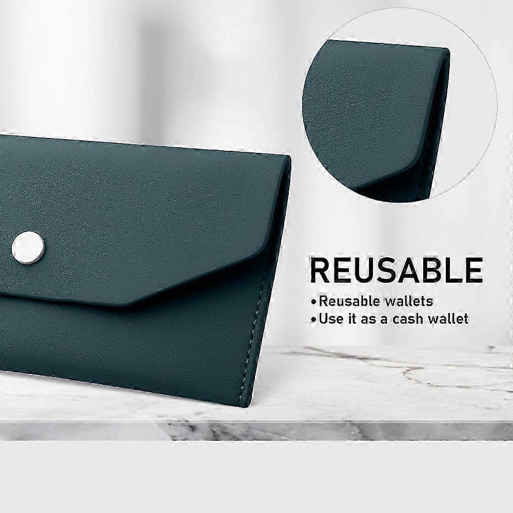 Cash Envelopes PU Leather, Money Envelopes Reusable Waterproof Budget Envelopes Cash Wallet 7.2 x 3.6 in (Blue) 25-26