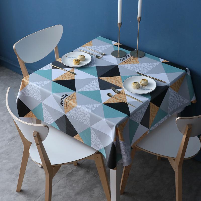 Скатерть Ткань Водонепроницаемая и Маслостойкая Несмываемая Легкая Роскошь Квадратная Скатерть для Обеденного Стола Скатерть для Кофейного Столика ПВХ Скатерть Коврик