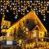 Christmas Decorations 2026 Star Garland 4M(W)*0.4/0.5/0.6M(H) With Twinkling Strobes (Warm White+Cool White)8 Modes Festoon Led