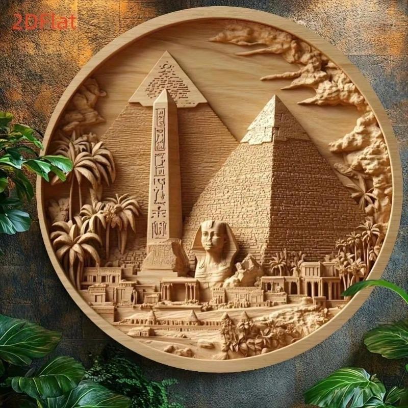 Винтажная жестяная табличка Египетская пирамида Арт Декор с животными Металлическое настенное искусство
