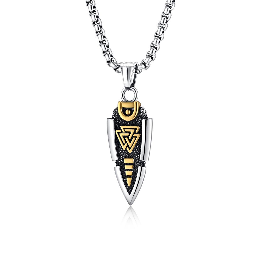 Odin's Spear Valknut Gungnir Viking Necklace For Men with Rune Symbol Raven’s of Odin Labradorite Norse Mythology Pagan Jewelry