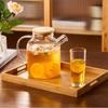 1000ML Transparent Glass Elegant Water Jugs With Wooden Cover Kitchen Coffee Pot Coffeeware Teaware Beverage Dispenser