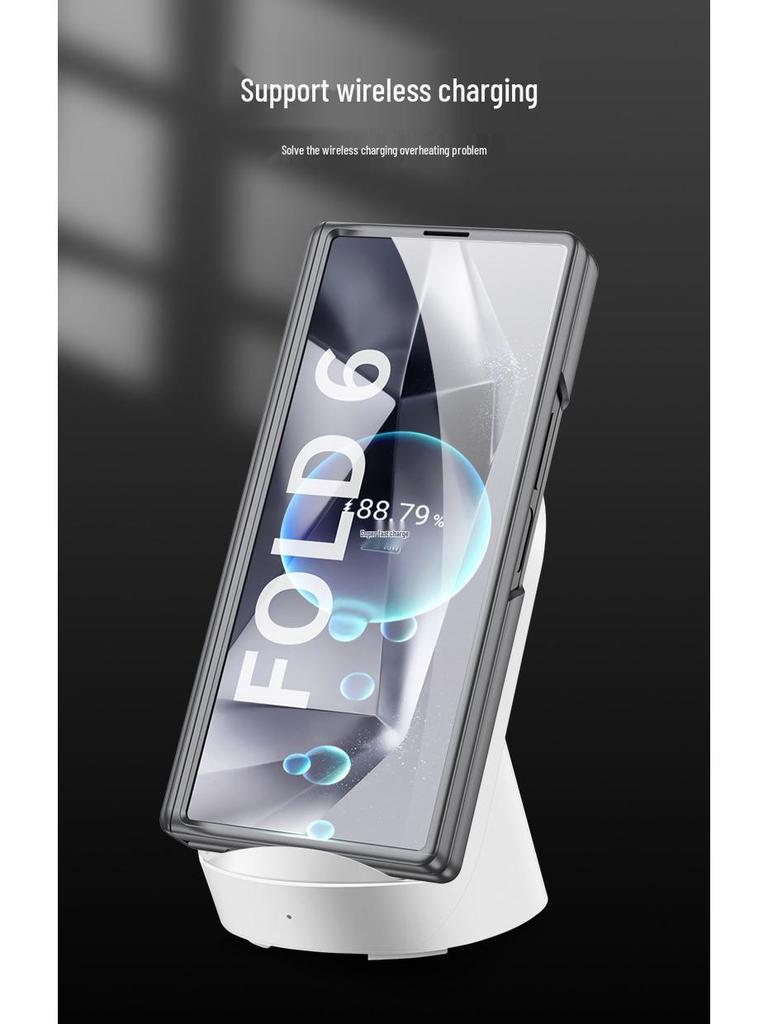 Чехол для Samsung Z Fold6: Гладкая кожа, Магнитная петля, Встроенная защитная пленка для экрана, Креативный трансграничный дизайн