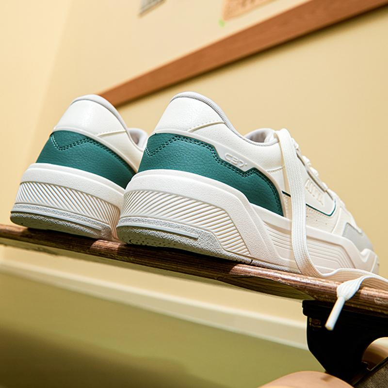 Anta C37 Series Soft Sole Comfortable Casual Simple Wear-Resistant Increased Height Low-Top Skate Shoes Men Sneakers White Gray Green 112538022-4
