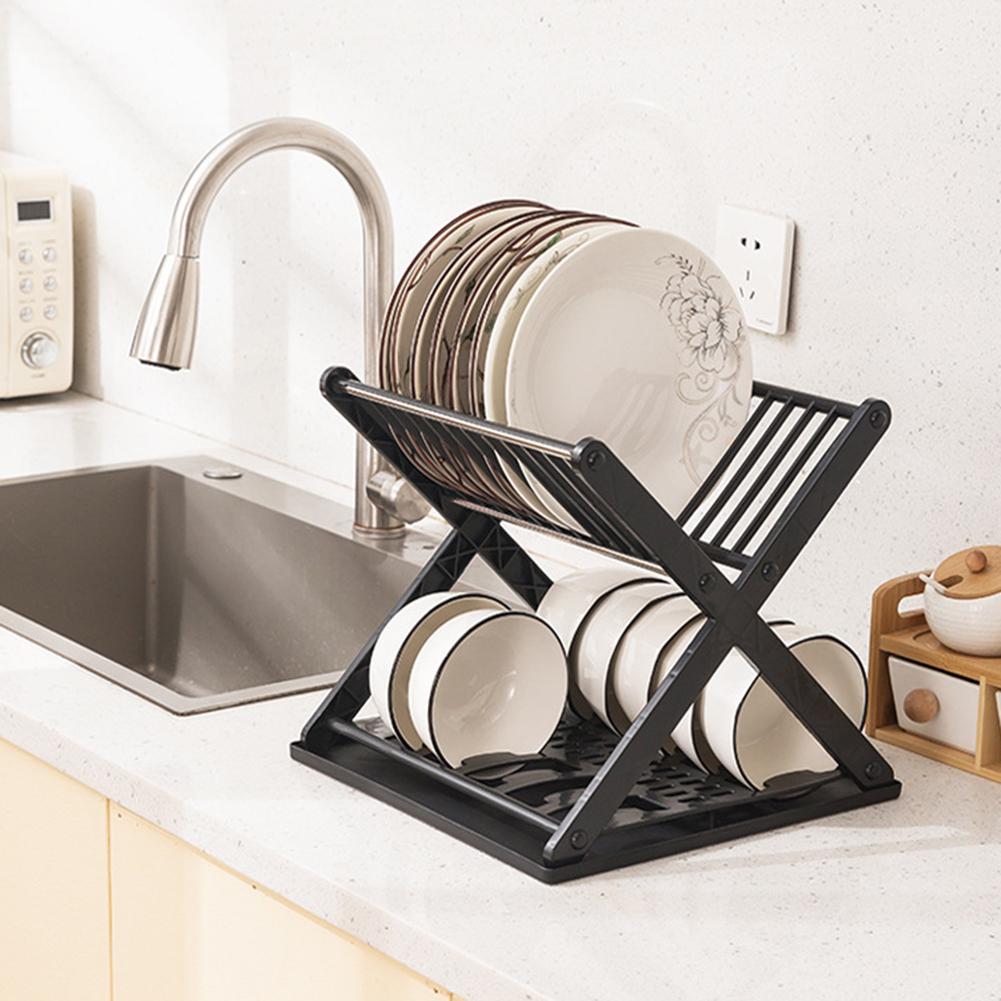 Double-Layer Dish Rack Stainless Steel Pipe Cutlery Drying Rack Multifunctional Bowl Storage Holder for Home Kitchen