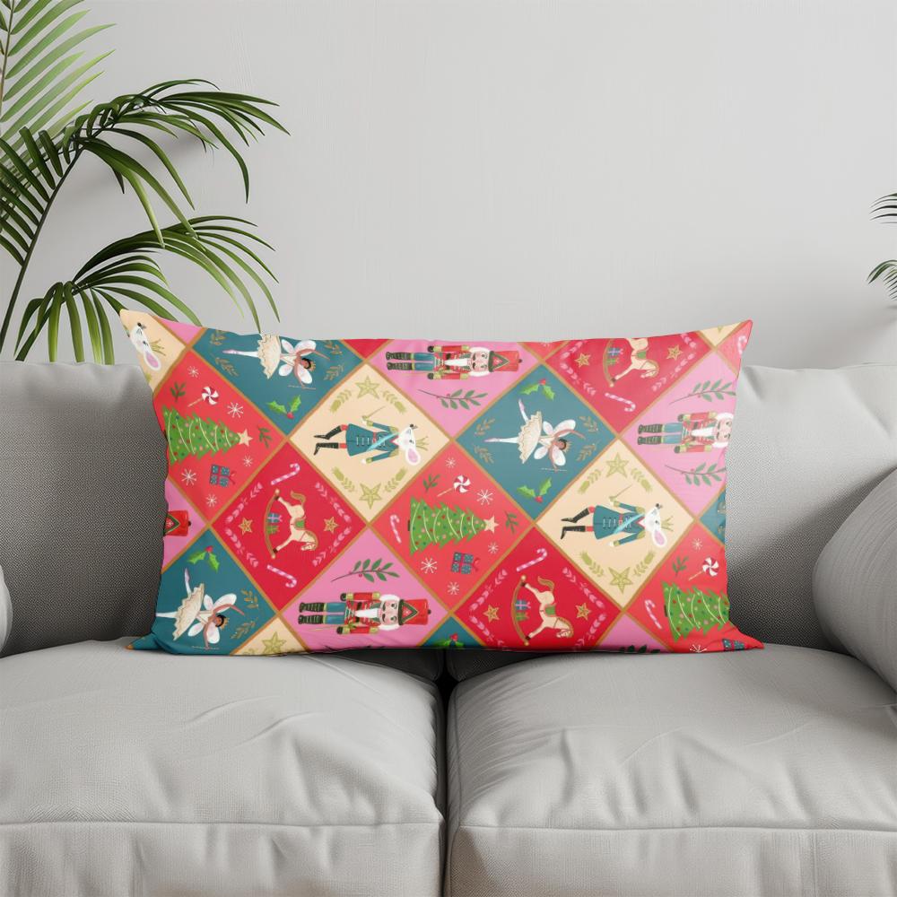 Домашний Декор Праздничные Иконки Наволочка с Принтом Подходит Для Дивана Спальни Автомобиля Наволочка для Подушки Подушка Прямоугольная Подушка для Спины