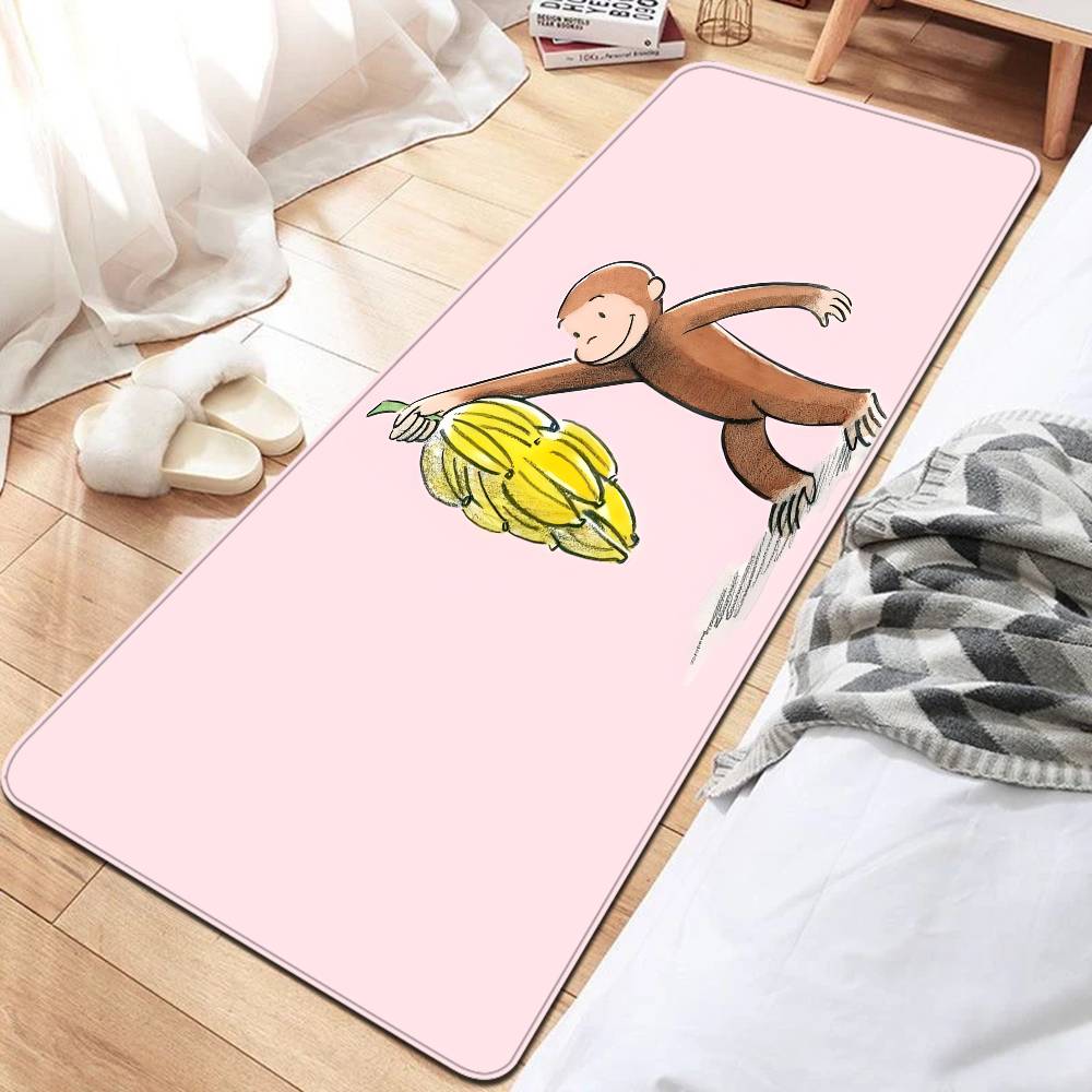 MONKEY CARTOON C-Curious GeorgeS Hallway Carpet Non-Slip Laundry Room Mat Laundry Decor Balcony Child Living Room