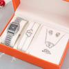 5pcs Set Watches Women Watches Simple Casual Women's Analog WristWatch Bracelet Necklace Earring Gift Montre Femme