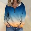 Women's Fashion Gradient Long Sleeved Loose Half Zippered Hoodie With Pockets