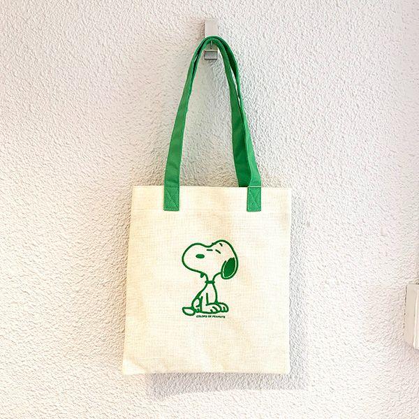 Snoopy Flat Tote Bag Grey Bag for Lessons, School, Office