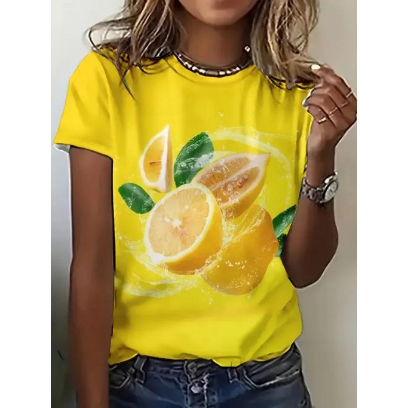 Summer Fruit Themed Printed Simple and Versatile Short Sleeves Women's T-shirts