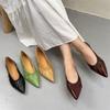 Wrinkled Cowhide Pointed Toe Temperament Women's Shoes Genuine Leather Soft Soled Versatile Flat Shoes