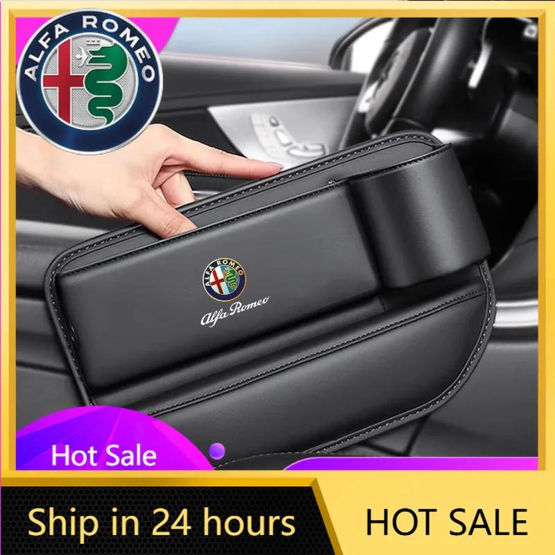Car Stickers For Alfa Romeo Car Seat Gap Organizer Storage Box Leather Side MR Storage Pocket Wallet Keys Card Cup Holder For Alfa