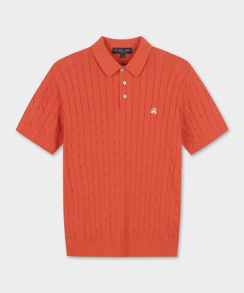 BROOKS BROTHERS Хлопковый свитер-поло с косами, с коротким рукавом (оранжевый) (Bbwtmb204Affm)