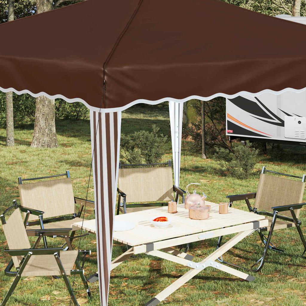 Pop up Party Tent 288 x 288 x 245 cm Brown Oxford Fabric