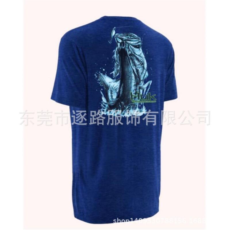 Mens Quick-Dry Fishing T-Shirt UV Protection Outdoor Sport Shirt Breathable Short Sleeve Round Neck Summer Fall