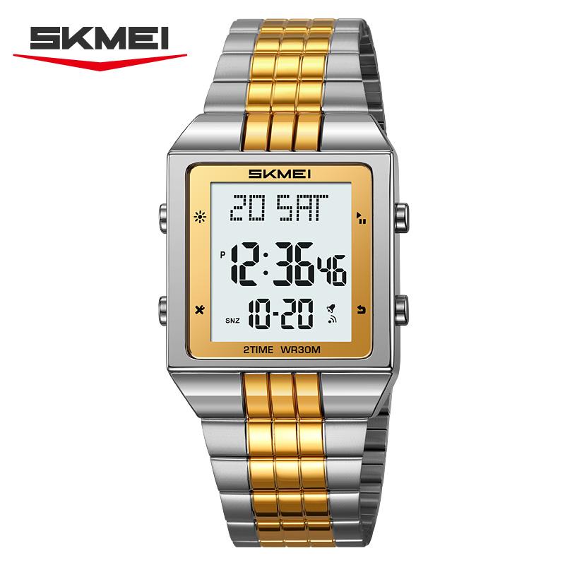 SKMEI 2335 Business Digital Square Electronic Watch Men's Fashion Waterproof Stainless Steel Strap Women's Watch reloj hombre