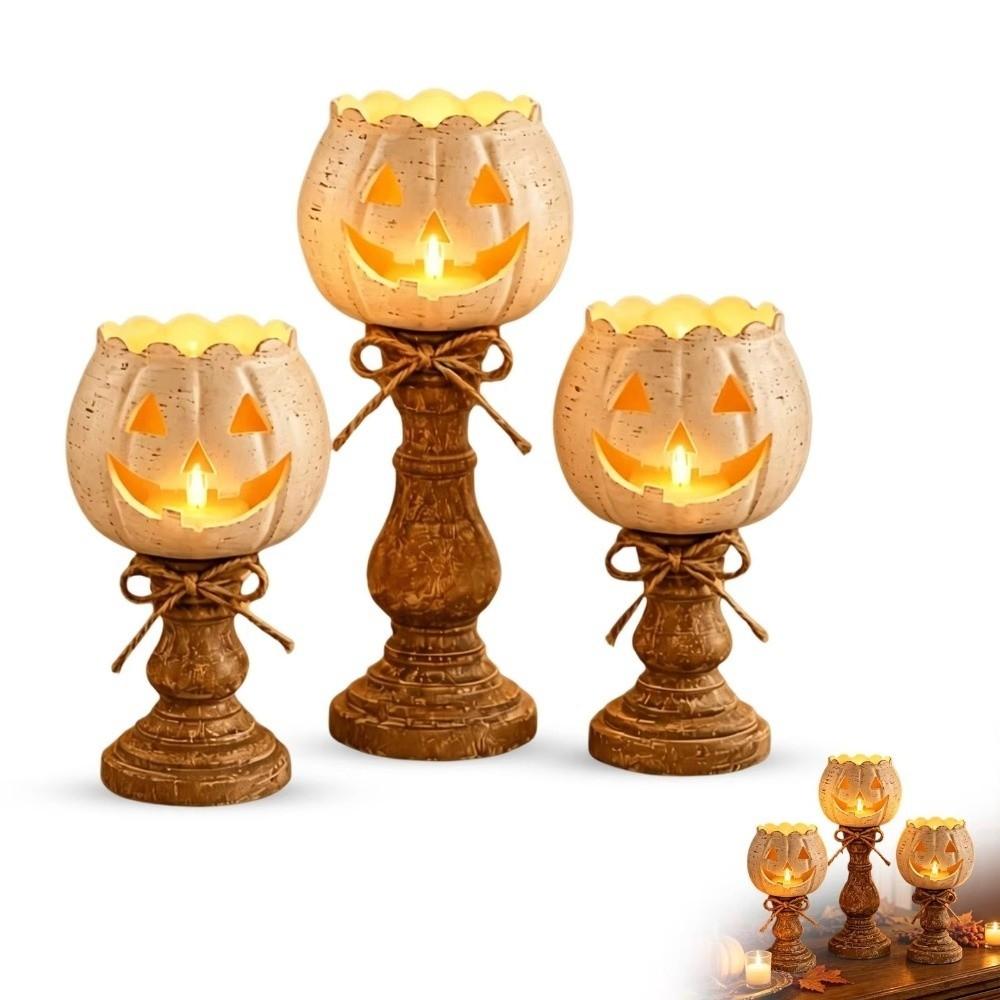 Cutout Face Pumpkin Tealight Candle Holder Scalloped Top Tealight Candle Holder Thanksgiving Decor