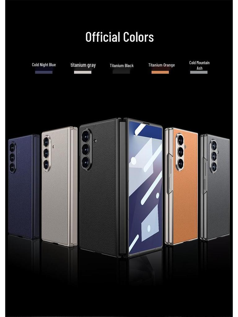 Ультратонкий кожаный чехол для Samsung Z Fold7 - Металлическая краска, Однотонный, Интегрированная конструкция корпуса