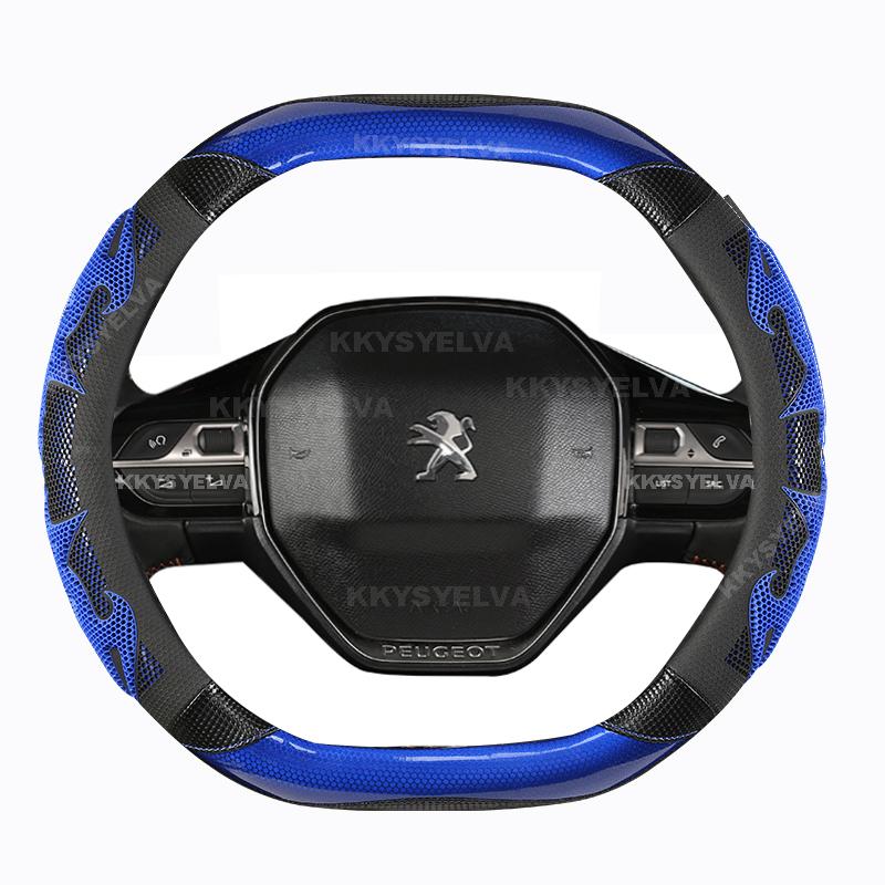 Для Peugeot 508 508L ~ 2022 Автомобильный чехол на руль из углеродного волокна + искусственная кожа Нескользящие автомобильные аксессуары