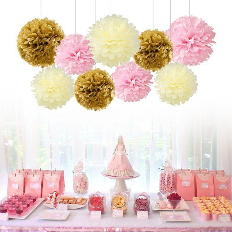 8 9pcs 10 Tissue Paper Pom Poms Ball Wedding Birthday Party Baby Decor Room