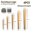 4Pcs Oblique/Vertical Style Furniture Feet 30-60cm Cabinet Legs Solid Wood Furniture Legs Household