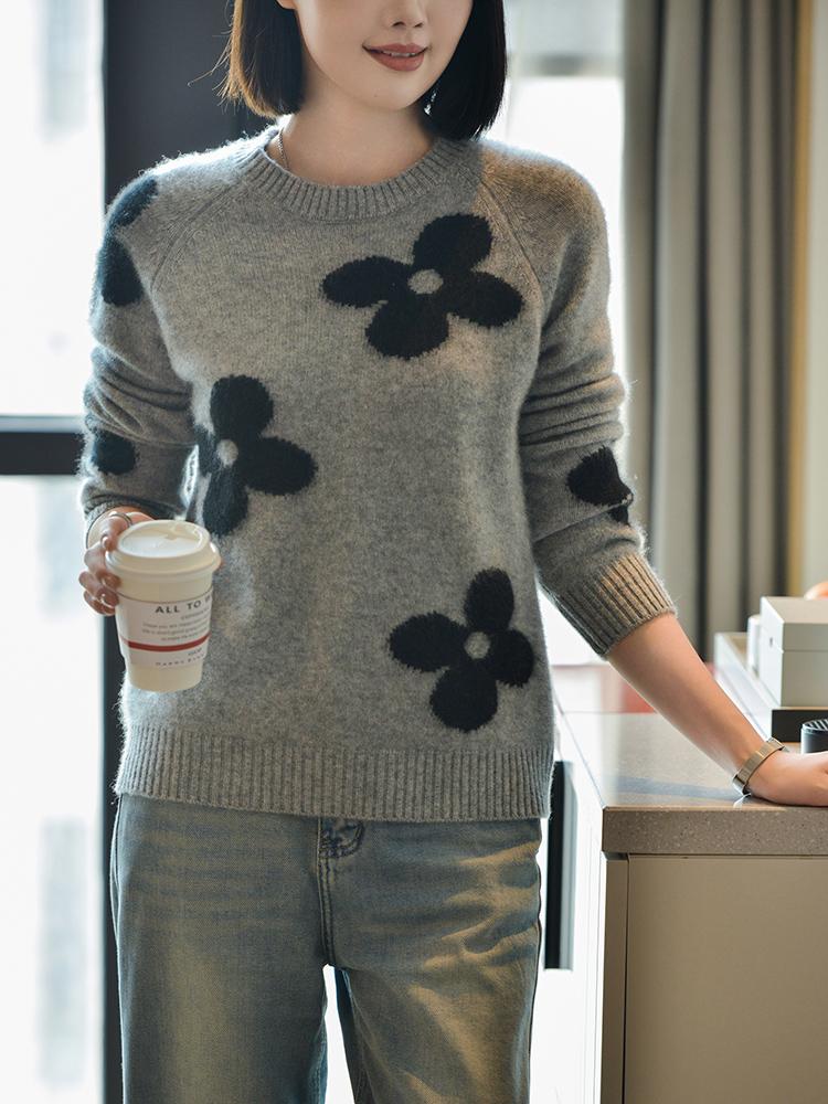 Женский кашемировый свитер Qinghe Cashmere 30% Кашемир 70% Шерсть Осенне-зимний кашемировый пуловер Мягкий и теплый