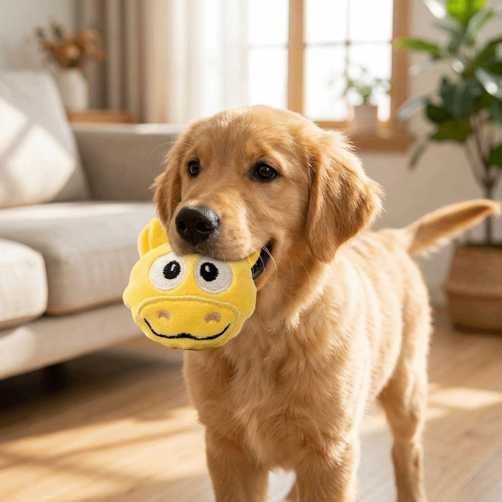 Bite Resistant Plush Dog Toy Ball Soft Squeaky Dog Toy Cute Dog Training Toy Ball Fetch Play