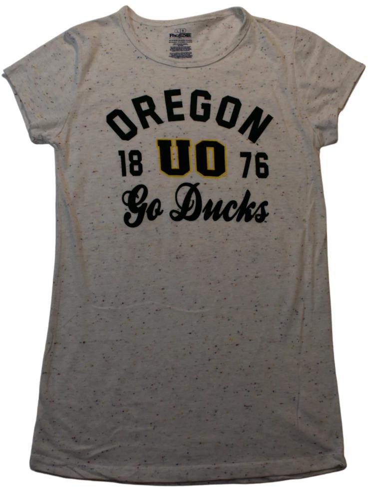 Pro Edge Juniors Утки Орегона UO Go Ducks 1876 Пятнистая Белая Рубашка Новая S, M, L